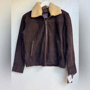 Men's Brown Suede Jacket with Shearling Collar - Rick Grimes Walking Dead Coat